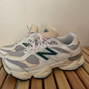 New Balance 9060 White and Green Sneakers